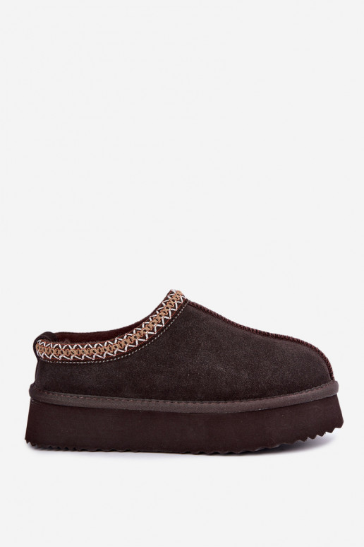 Bottes de neige en daim synthétique avec bande décorative Vinceza 97972 chocolat