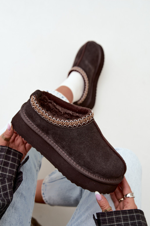 Bottes de neige en daim synthétique avec bande décorative Vinceza 97972 chocolat