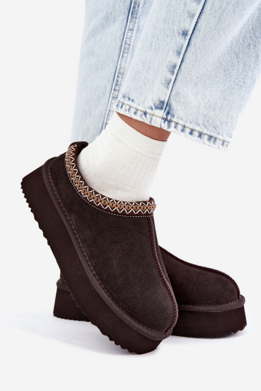 Bottes de neige en daim synthétique avec bande décorative Vinceza 97972 chocolat