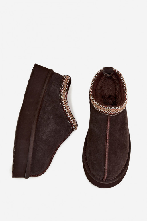 Bottes de neige en daim synthétique avec bande décorative Vinceza 97972 chocolat