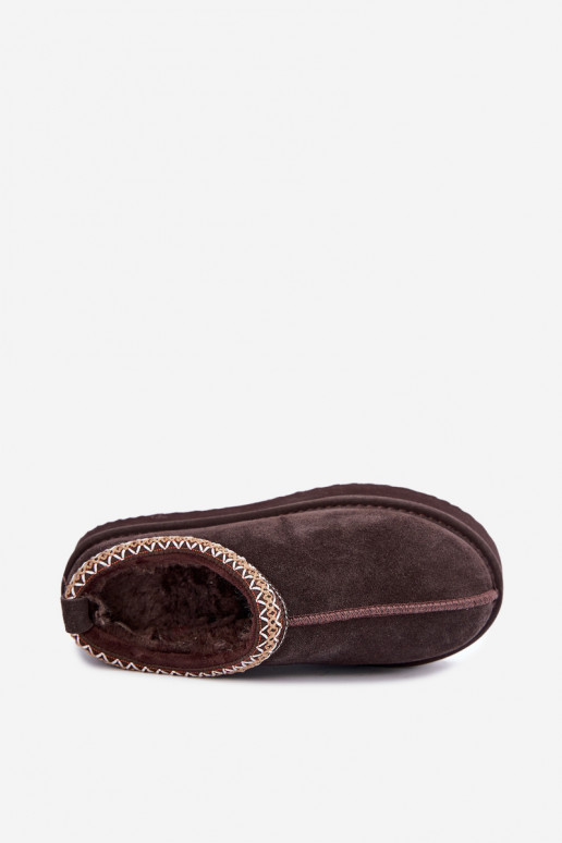 Bottes de neige en daim synthétique avec bande décorative Vinceza 97972 chocolat