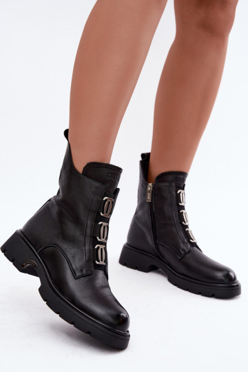 Bottines en cuir isolées avec détails élégants GOE UU2N4138 noires 2