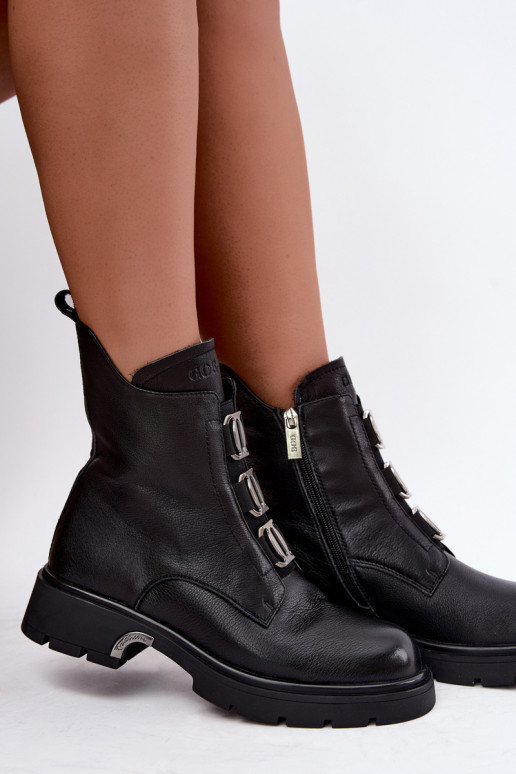 Bottines en cuir isolées avec détails élégants GOE UU2N4138 noires