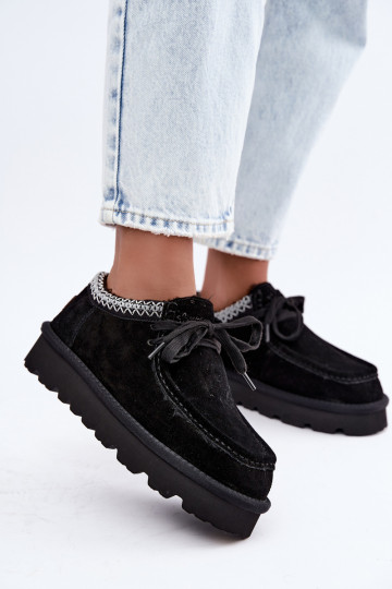 Bottes de neige en daim synthétique avec éléments brodés D7868-01 noires 2