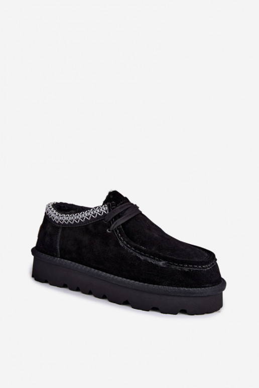 Bottes de neige en daim synthétique avec éléments brodés D7868-01 noires