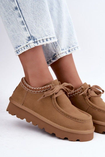 Bottes de neige en daim synthétique avec éléments brodés D7868-29 marron