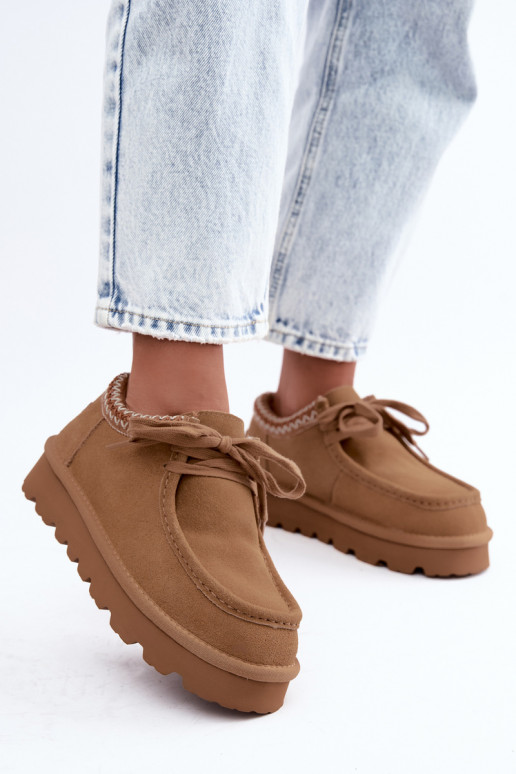 Bottes de neige en daim synthétique avec éléments brodés D7868-29 marron
