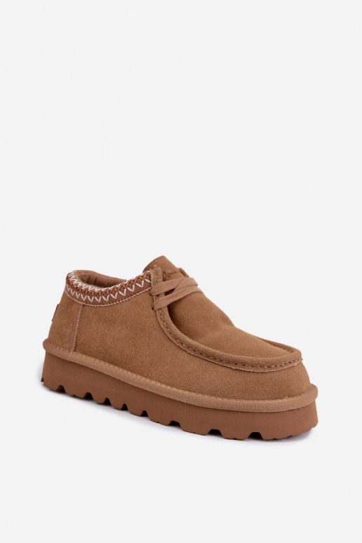 Bottes de neige en daim synthétique avec éléments brodés D7868-29 marron