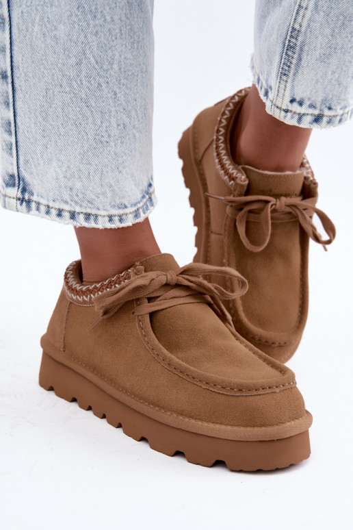 Bottes de neige en daim synthétique avec éléments brodés D7868-29 marron