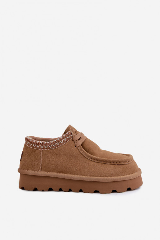 Bottes de neige en daim synthétique avec éléments brodés D7868-29 marron