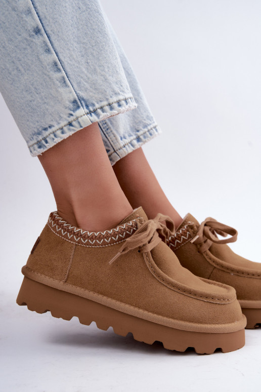 Bottes de neige en daim synthétique avec éléments brodés D7868-29 marron