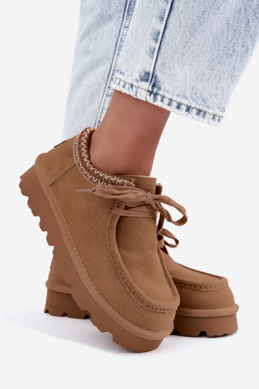Bottes de neige en daim synthétique avec éléments brodés D7868-29 marron