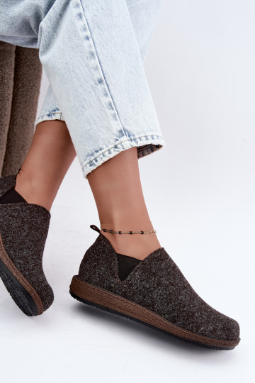 Chaussures d'intérieur pour femmes Inblu NL000013 marron foncé