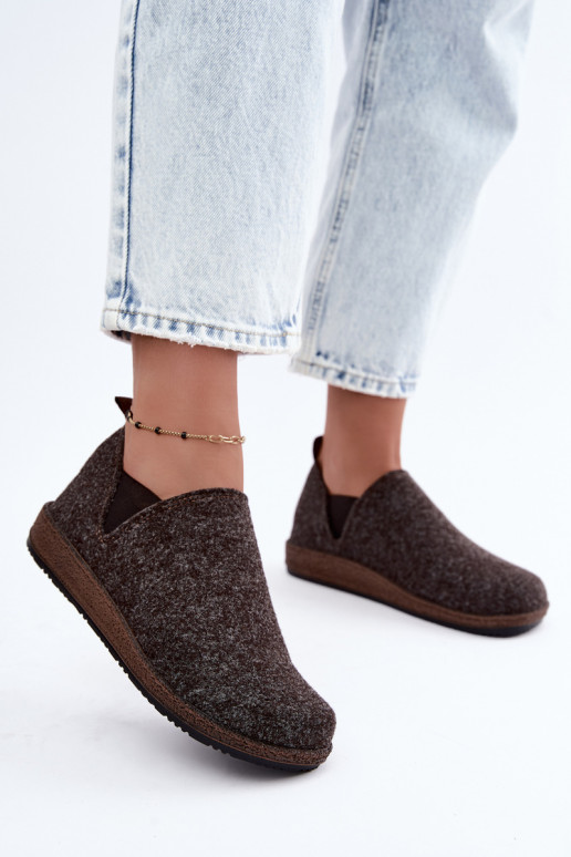 Chaussures d'intérieur pour femmes Inblu NL000013 marron foncé