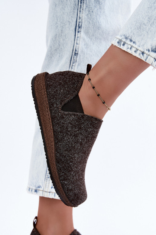 Chaussures d'intérieur pour femmes Inblu NL000013 marron foncé