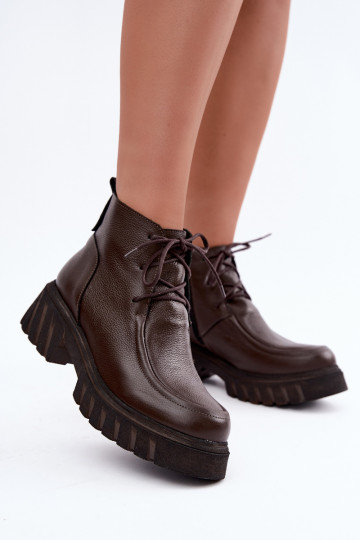 Bottines en cuir isolées avec détails élégants Zazoo 60594 chocolat 2