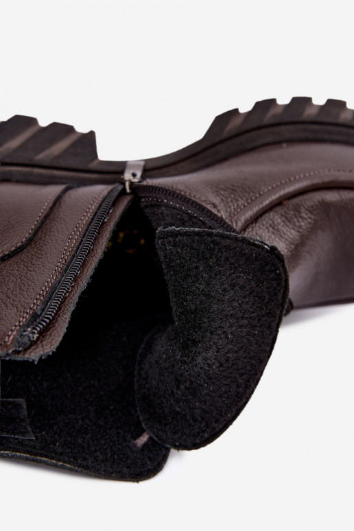 Bottines en cuir isolées avec détails élégants Zazoo 60594 chocolat