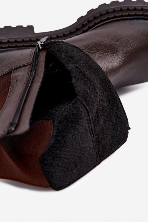 Bottines en cuir isolées avec détails élégants Zazoo 60578 chocolat