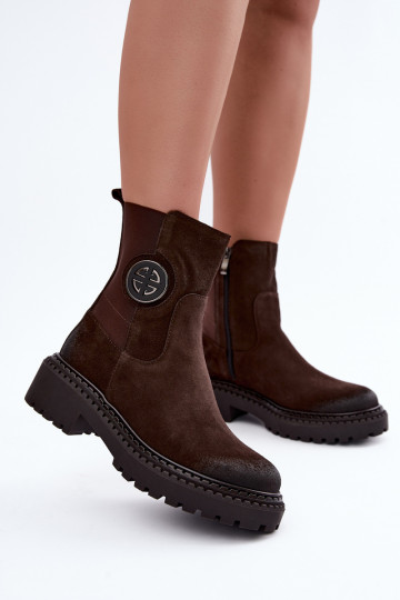 Bottines en daim isolées avec détails élégants Zazoo 60578 chocolat 2