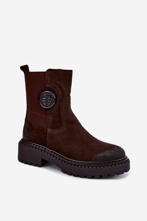 Bottines en daim isolées avec détails élégants Zazoo 60578 chocolat
