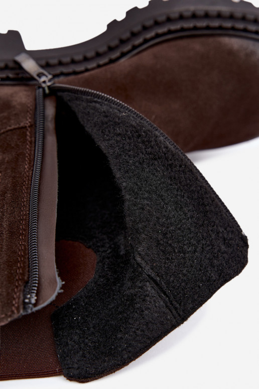 Bottines en daim isolées avec détails élégants Zazoo 60578 chocolat