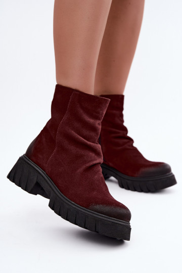 Bottines en daim isolées avec volants Zazoo 60590 bordeaux 2
