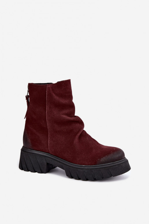 Bottines en daim isolées avec volants Zazoo 60590 bordeaux