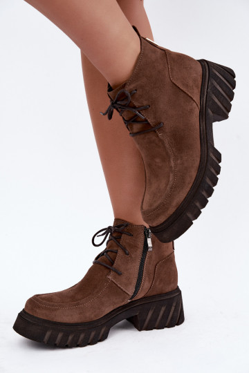 Bottines en daim synthétique isolées Zazoo 60594 marron
