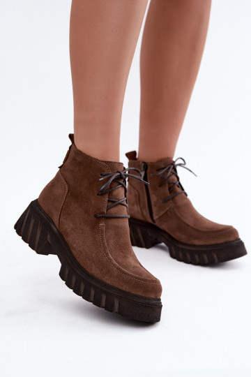 Bottines en daim synthétique isolées Zazoo 60594 marron 2