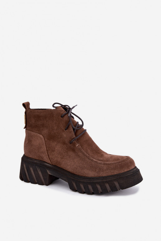 Bottines en daim synthétique isolées Zazoo 60594 marron