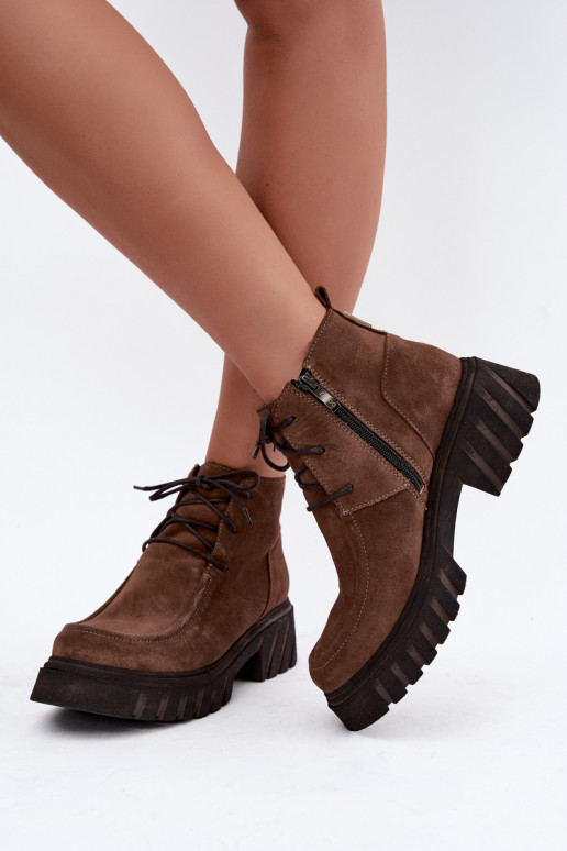 Bottines en daim synthétique isolées Zazoo 60594 marron