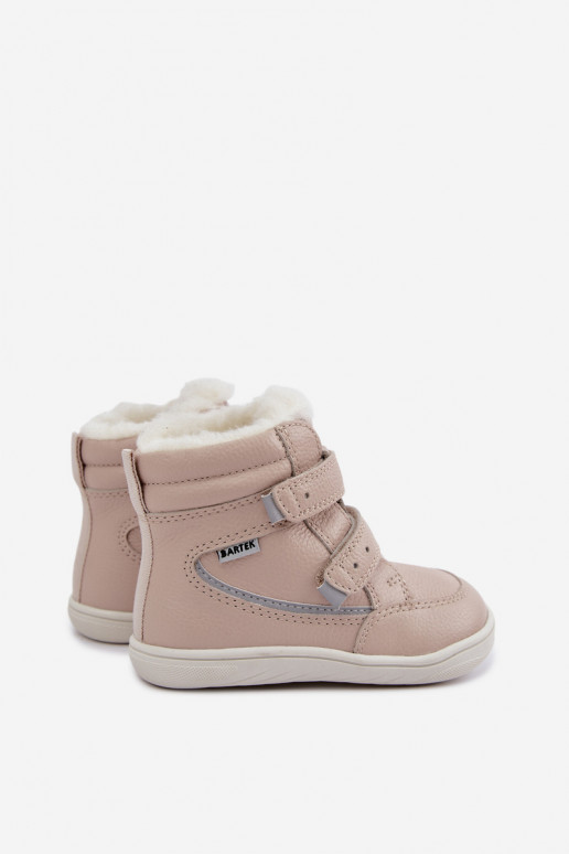 Bottes de neige en cuir pour enfants Barefoot Bartek 8401454 couleur sable
