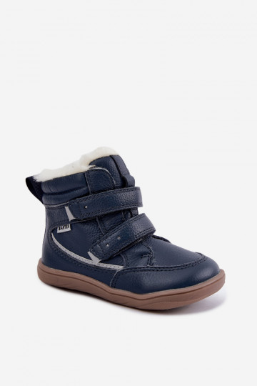 Bottes de neige en cuir pour enfants Barefoot Bartek 8401456 bleu foncé