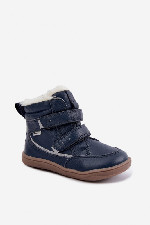 Bottes de neige en cuir pour enfants Barefoot Bartek 8401456 bleu foncé