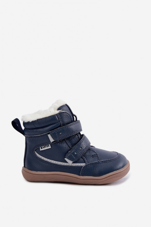 Bottes de neige en cuir pour enfants Barefoot Bartek 8401456 bleu foncé