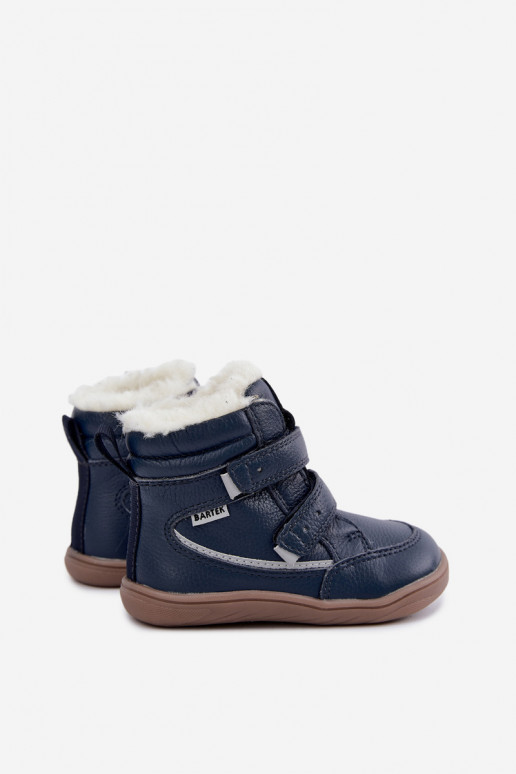 Bottes de neige en cuir pour enfants Barefoot Bartek 8401456 bleu foncé