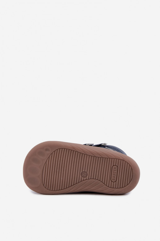 Bottes de neige en cuir pour enfants Barefoot Bartek 8401456 bleu foncé