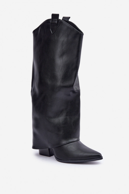Bottes hautes à enfiler avec talons en noir Rialivia
