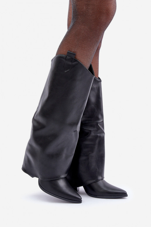 Bottes hautes à enfiler avec talons en noir Rialivia