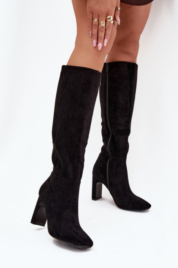 Bottes hautes pour femmes avec talons, isolées, en noir Zamira 2