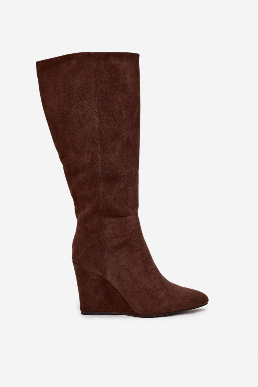 Bottes hautes pour femmes isolées avec plateforme, en chocolat Rosina