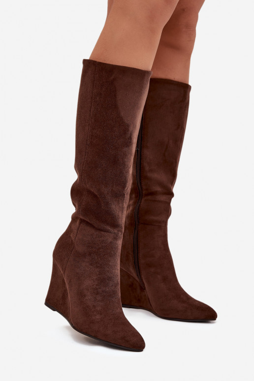 Bottes hautes pour femmes isolées avec plateforme, en chocolat Rosina