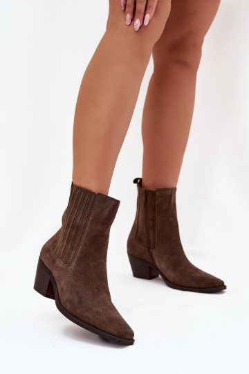 Bottines en daim synthétique avec isolation à l'intérieur, en kaki Arelia