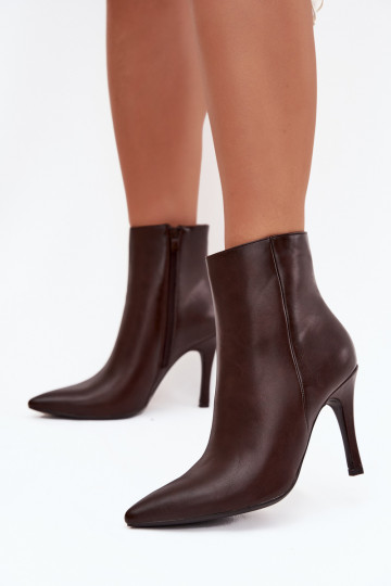 Bottines pour femmes isolées avec talons fins, en cuir synthétique, en chocolat Nolisse 2