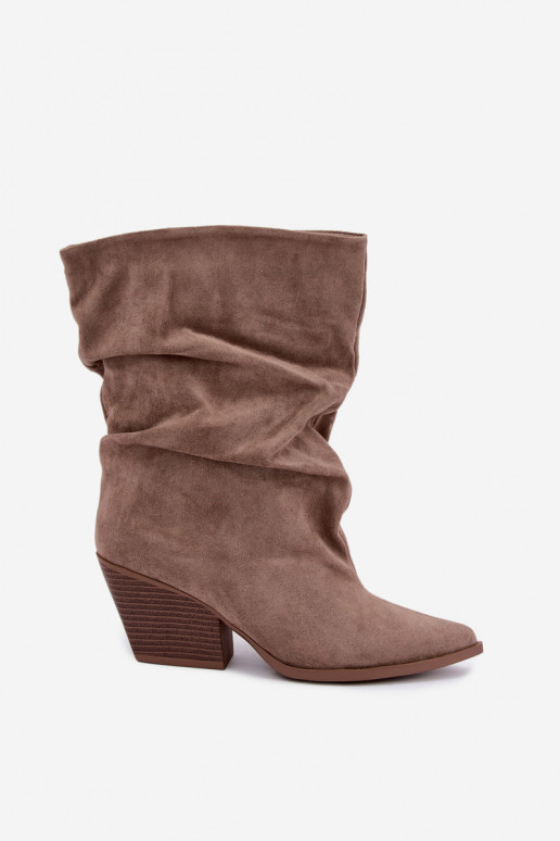 Bottines pour femmes froissées à talon carré couleur sable Cazela