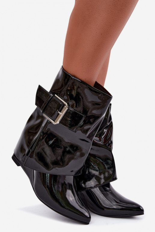 Bottines vernies pour femmes avec plateforme et boucles en noir Vortinia