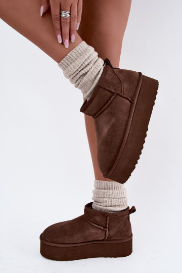 Bottes de neige pour femmes en daim naturel couleur marron Tairene