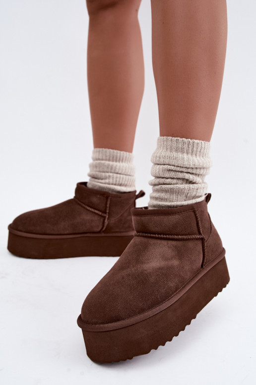 Bottes de neige pour femmes en daim naturel couleur marron Tairene
