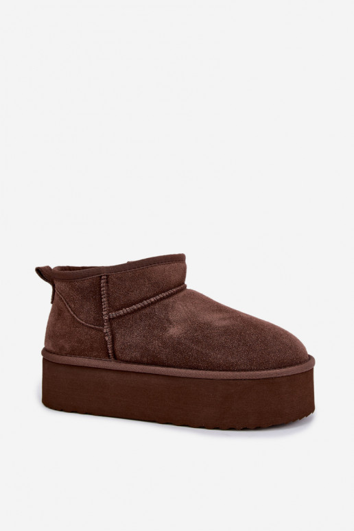 Bottes de neige pour femmes en daim naturel couleur marron Tairene