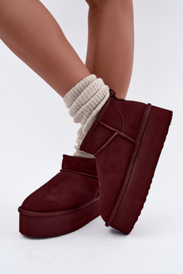 Bottes de neige pour femmes en daim naturel couleur bordeaux Tairene 2